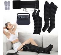 Botte De Pressothérapie pour Massage Jambes, 6 Chambre Lipoedeme Appareil Drainage Lymphatique Corps Complet pour Pressotherapie Jambes Et Ventre Et Bras (Noir, Machine + 2 bras + 2 jambes + taille)