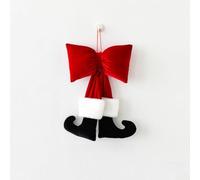 Botte d'elfin en velours peluche à suspendre avec nœud en velours rouge, décoration de Noël pour murs, portes, cheminées et arbres avec boucle de suspension pour un placement facile (40 cm)