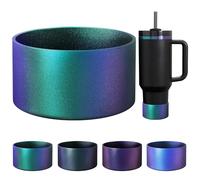 Botte en Silicone Chameleon Gradient Matte Luster, Compatible avec Les gobelets Stanley de 20 à 40oz et de 12 à 24oz avec Base de 2,8 à 3 po, Protecteur de Fond Paillettes (Vert de Jungle)