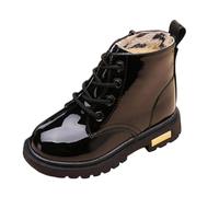Botte Enfant 25 - Bottines Courtes Résistantes pour Enfants avec Doublure Polaire Chaude Idéales par Temps Froid Chaussures Confortables Et Élégantes Enfants D'Âge (Black 35-4 Years)