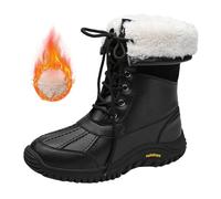 Botte Femme Plateforme Haut Large Mollet Large Bottines Fourrées Femme Remonte 2025 Nouveau Bottine À Lacets Botte Doublée en Polaire Bottes Antidérapante Boot Hiver Chaud Chaussure Chic Bottes