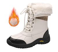 Botte Femme Plateforme Haut Large Mollet Large Bottines Fourrées Femme Remonte 2025 Nouveau Bottine À Lacets Botte Doublée en Polaire Bottes Antidérapante Boot Hiver Chaud Chaussure Chic Bottes