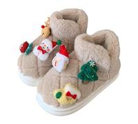 Botte FourréE Femme-Bottes d'hiver féminines Chaudes et Confortables avec Doublure en Fausse Fourrure et Semelle Souple pour balades décontractées antidérapantes et Robuste (Khaki- 41)