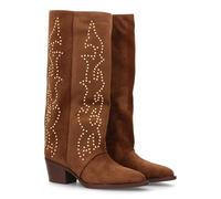 Botte haute cowboy à crampons pour femme - Talon moyen et confortable - Style campagnard - Imprimé uni - Fermeture éclair - Idéale pour l'hiver automne., kaki, 41 EU