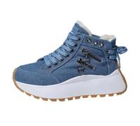 Botte Neige Femme-Chaussures polyvalentes Montantes pour Femmes avec Doublure en Polaire et Semelle épaisse Tendance adaptée à la Vie Quotidienne et (Blue- 37)