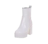 Botte pour femme grossiers À Talons stretch Femmes Boot Elégantes Souple Confortable Vintage Femelles Bottes Chaudes Imperméables classiques à talon carré Bottines femme Moderne Automne Hiver