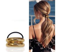Bottega della Principessa -Accessoires pour Cheveux Or-Élastique Cheveux Femme avec Plaque Métal-Élégant et Polyvalent, avec étui en satin (Or 2)