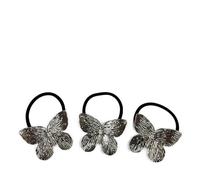 Bottega della Principessa - Lot de 3 Élastiques Cheveux Bijoux en Métal - Plaque Dorée ou Argentée - Accessoire Élégant pour Queue de Cheval, Chignon ou Bracelet (Argenté (19))