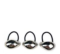 Bottega della Principessa - Lot de 3 Élastiques Cheveux Bijoux en Métal - Plaque Dorée ou Argentée - Accessoire Élégant pour Queue de Cheval, Chignon ou Bracelet (Argenté (10))
