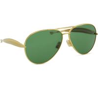 Bottega Veneta Lunettes de soleil unisexes BV1305S 001 Pilote Métal Or Vert