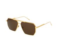 Bottega Veneta Homme Bottega Veneta BV1012S 003 Lunettes de soleil Métal Or Marron Pilote Normale