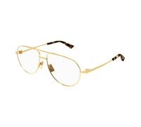 Bottega Veneta Unisex Bottega Veneta BV1302O 001 Montures optiques Métal Or Transparent Pilote