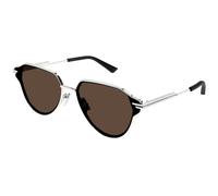 Bottega Veneta Unisex Bottega Veneta BV1271S 004 Lunettes de soleil Métal Argent Marron Géométrique