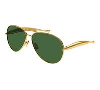 Bottega Veneta Unisex BV1305S 001 Lunettes de soleil Métal Or Vert Pilote