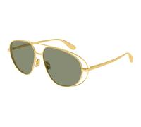 Bottega Veneta Unisex Bottega Veneta BV1344S 001 Lunettes de soleil Métal Or Vert Pilote