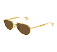 Bottega Veneta Unisex Bottega Veneta BV1419S 001 Lunettes de soleil Métal Or Marron Géométrique