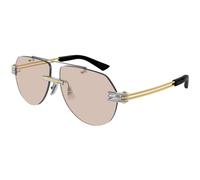 Bottega Veneta Unisex BV1342S 002 Lunettes de soleil Métal Argent Marron Pilote