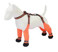 Bottes à bretelles réglables pour chien avec protections de pattes imperméables fixées, antidérapantes, pour la sécurité des jours de pluie et de nuit avec design réfléchissant (orange, XS)