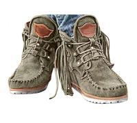 Bottes à franges vintage pour femme - Style cowboy - Courtes à lacets - Bout rond - Épaisse - Chaussures de marche avec franges - Style ethnique - Talons bas - Plage, Vert, 35.5 EU