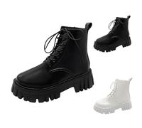 Bottes à lacets en cuir pour femme - Bottes de combat imperméables à | Bottes de sauteur antidérapantes à bout rond, avec talon bloc, résistantes à l'abrasion, bottes de motard avec fermeture
