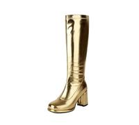 Bottes à plateforme avec fermeture éclair pour femme - Surchaussures argentées - Accessoire de costume Disco Fever - Costume de carnaval, 01 Or 1, 46 EU