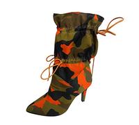 Bottes à talon haut pointu motif camouflage tendance pour femmes fines bottes mi-femmes talons pour femmes, Orange, 38 EU