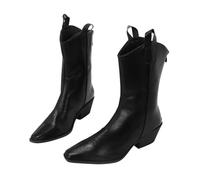 Bottes à talons hauts pour femmes automne et hiver nouvelles bottes européennes et américaines petites pointues pour femme bottes de marche larges pour femme, Noir , 37.5 EU