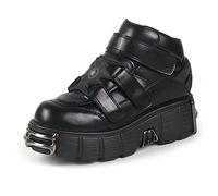 Bottes à Talons Hauts pour Femmes, Bottines Punk Gothique Cosplay pour Femmes, Chaussures compensées à Plate-Forme épaisse, Escarpins à tête de Mort cloutée,Noir,39