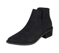 Bottes Anker pour femme 2026 Commerce extérieur Courtes automne et hiver couleur unie Cent avec talon épais Pas fatigué Pieds Tête Chaussures pour femme, Noir , 37 EU