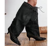 Bottes au-dessus du genou à bout pointu à la mode pour femmes avec un design plissé, convenant pour les fêtes, les mariages et les occasions formelles EUR36,EUR37,EUR38,EUR39,EUR40,EUR41Polyester