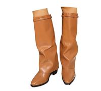 Bottes au-dessus du genou pour femme - Bottes requin noires avec talon - Bottes de transition - Pliables - Bottes tendance et confortables - Bottes hautes pour femme - Chaussures médiévales rétro - 36