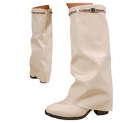 Bottes au-dessus du genou pour femme - Bottes requin noires avec talon - Bottes de transition - Pliables - Bottes tendance et confortables - Bottes hautes pour femme - Chaussures médiévales rétro - 36