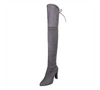Bottes au-dessus du genou pour femme - Doublées et imperméables - Chaudes - Bottes confortables pour femme - Bottes d'hiver élégantes - Couleur unie - Bottes longues légères - Noir, gris, 38 EU