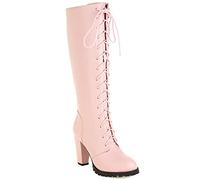 Bottes au Dessus du Genou Roses pour Femmes, Talons Hauts, Plateforme, Fermeture éclair latérale, Punk, Bottes de Rue, boîte de Nuit, Bottes à Tige Longue