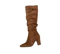 Bottes au Genou Femme Vintage Daim Talons Hauts Boots Femme Automne Hiver Chaudes D'hiver Chaussures Bottes Longues Rétro Cowgirl Botte De Cowboy Botte en Daim Talon Boots Antidérapantes