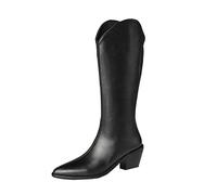 Bottes au Genou Femmes avec Talon Large Bas Bottes de Chevalier Longue Mode Classique Botte Vintage Marche Confortables Chaussures Occidentales Classiques Western Boots de Trekking Outdoor