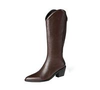 Bottes au Genou Femmes avec Talon Large Bas Bottes de Chevalier Longue Mode Classique Botte Vintage Marche Confortables Chaussures Occidentales Classiques Western Boots de Trekking Outdoor