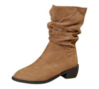Bottes basses pour femme avec talon - Bottes de cowboy pour femme - Bottes courtes en daim - Bottines à talons bas - Bottes de cheville - Bottes à enfiler - Bottes d'hiver romaines - Bottes de