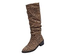 Bottes basses pour femme avec talon - Bottes de cowboy pour femme - Bottes western moyennes et hautes - Bottes de western rétro à enfiler - Bottes de trekking douces et confortables - En cuir