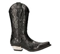 Bottes Black Flame New Rock M-7921-S1 En Cuir Noir Pour Motard Western Cowboy