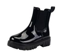 Bottes Caoutchouc Femme, Jardinage Pluie Extérieur Chaussure Impermeable Mi Saison Randonnées Bottines Couleur Unie Caoutchouc Antidérapant Bottes, Black 02, 37