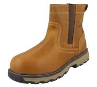 Bottes Caterpillar Pelton ST S1 PL HRO FO Cuir Beige Foncé Embout Acier Pull-On