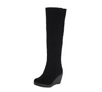 Bottes chaudes avec talon compensé pour femmes, longues bottes, bottes, chaussures, bottines, bottes neige en coton pour femmes noires taille 42, Noir , 39 EU