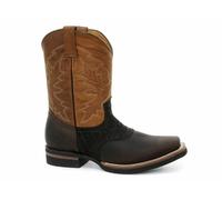 Bottes Chelsea À Cheville Cowboy En Cuir Marron Tan À Bout Carré Grinders