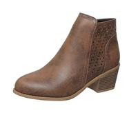 Bottes Cheville Femme - Botte Femme Talon Petit Zippé Bottines Chic Et Elegant Bottines De Marche Décontracté Chaussures De Ville Confort Chaussures De Travail Vintage