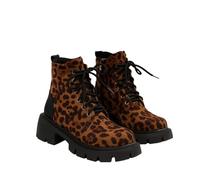 Bottes Chevilles en Daim imprimé léopard pour Femmes Bottes d'équitation décontractées et Bottes Chelsea à Bout Pointu mi-Mollet en Cuir,Leopard Print,36 EU
