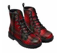 Bottes Chevillières Imprimées Pour Femme-Motifs Fleurs Papillons Crânes Anges Sorcières Champignons et Carreaux-Plateforme à Lacets en Cuir-Bottes de Combat Un Usage Quotidien Fête Halloween et Noël