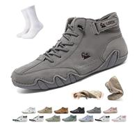 Bottes Chukka orthopédiques de randonnée en Cuir, Faites Main, pour Hommes et Femmes - Bottes Vogldeck imperméables et Respirantes, Style Pieds Nus, Antidérapantes Beck Shoes(Gris,39 EU)