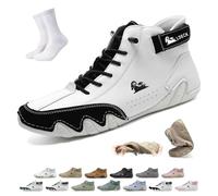 Bottes Chukka orthopédiques de randonnée en Cuir, Faites Main, pour Hommes et Femmes - Bottes Vogldeck imperméables et Respirantes, Style Pieds Nus, Antidérapantes Beck Shoes(White and Black,50 EU)