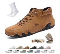 Bottes Chukka orthopédiques de randonnée en Cuir, Faites Main, pour Hommes et Femmes - Bottes Vogldeck imperméables et Respirantes, Style Pieds Nus, Antidérapantes Beck Shoes(Brun,48 EU)